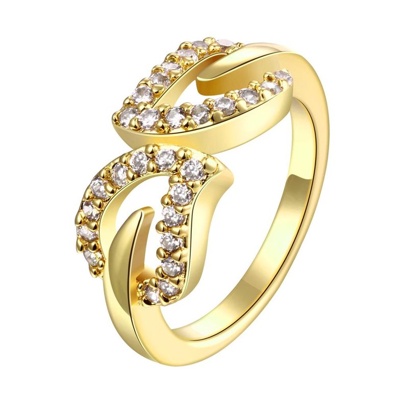 Wholesale Classic 24K Gold Geometric White CZ Ring TGGPR952