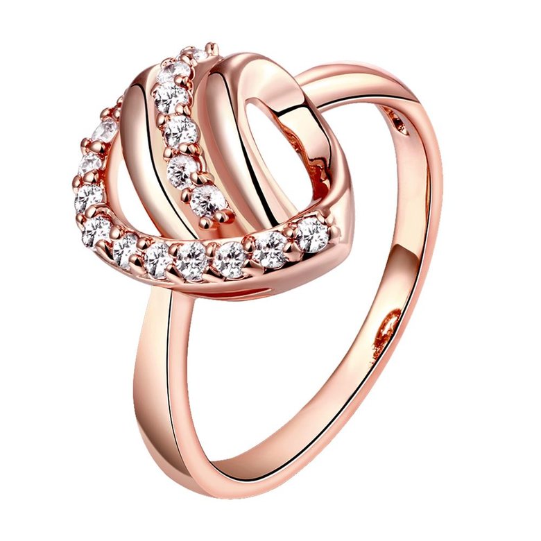 Wholesale Classic Rose Gold Heart White CZ Ring TGGPR959