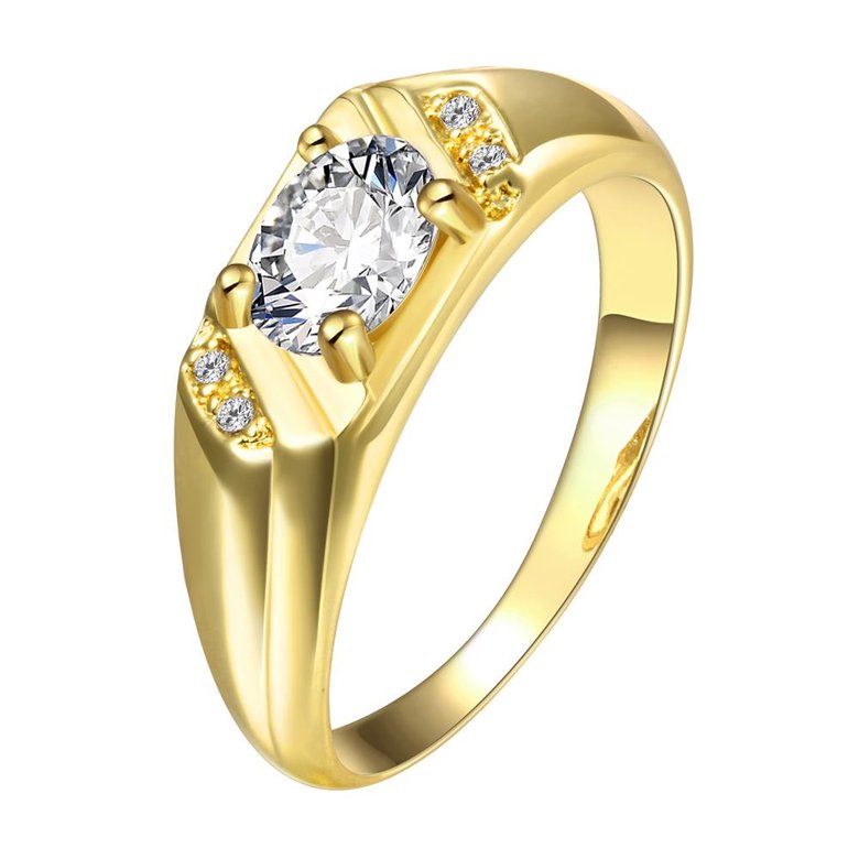 Wholesale Classic 24K Gold Round White CZ Ring TGGPR980