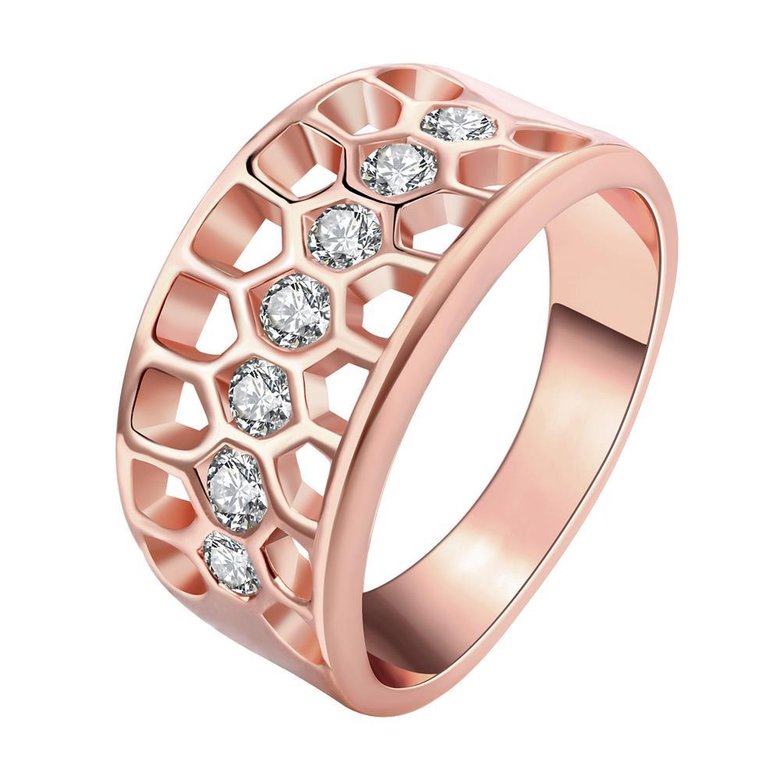 Wholesale Classic Rose Gold Geometric White CZ Ring TGGPR987