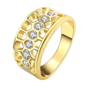 Wholesale Classic 24K Gold Geometric White CZ Ring TGGPR994