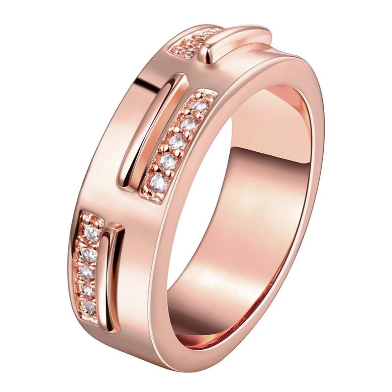 Wholesale Classic Rose Gold Geometric White CZ Ring TGGPR1001