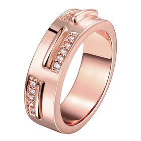 Wholesale Classic Rose Gold Geometric White CZ Ring TGGPR1001