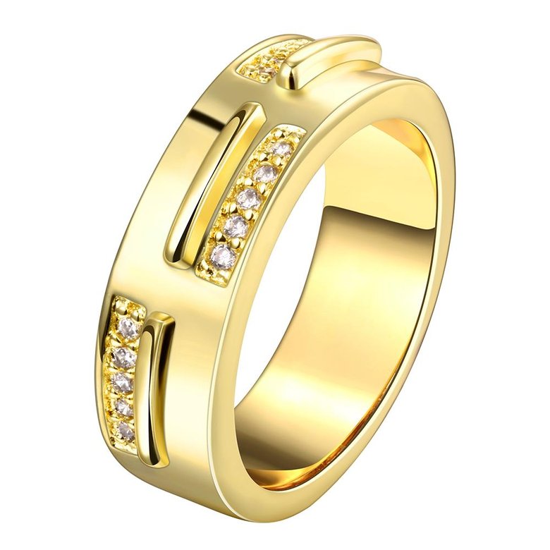 Wholesale Classic 24K Gold Geometric White CZ Ring TGGPR1006