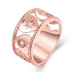 Wholesale Trendy Rose Gold Geometric White CZ Ring TGGPR1063