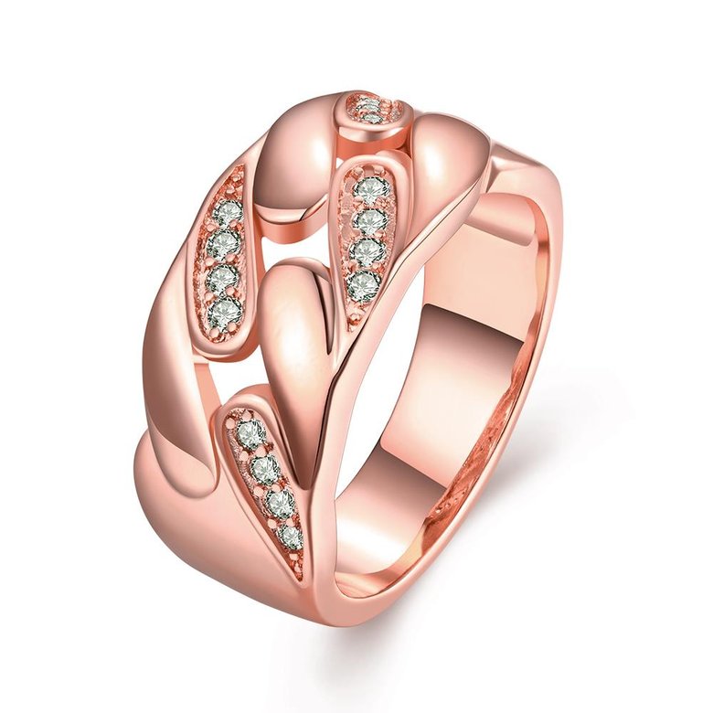 Wholesale Romantic Rose Gold Geometric White CZ Ring TGGPR1084