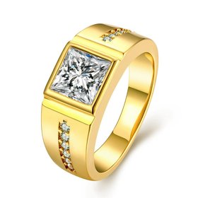 Wholesale Classic 24K Gold Geometric White CZ Ring TGGPR1098