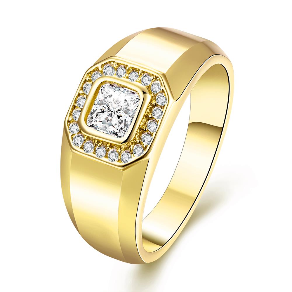 Wholesale Trendy 24K Gold Geometric White CZ Ring TGGPR1159