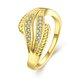 Wholesale Romantic 24K Gold Geometric White CZ Ring TGGPR1194