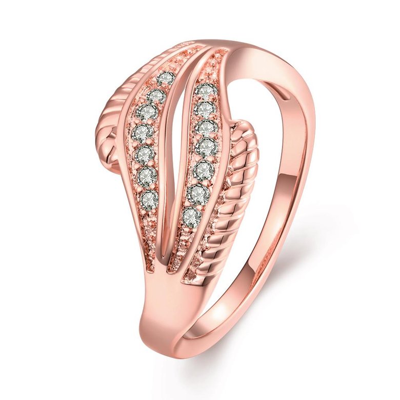 Wholesale Romantic Rose Gold Geometric White CZ Ring TGGPR1201