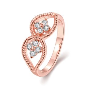 Wholesale Romantic Rose Gold Plant White CZ Ring TGGPR1236