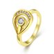 Wholesale Trendy 24K Gold Water Drop White CZ Ring TGGPR1249