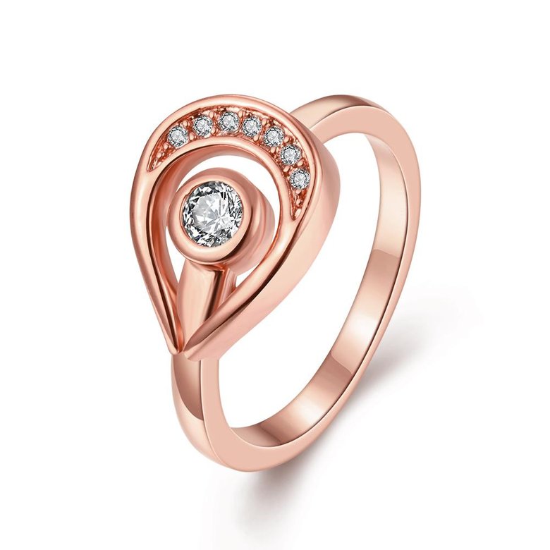 Wholesale Trendy Rose Gold Water Drop White CZ Ring TGGPR1255