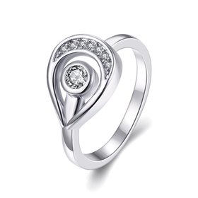 Wholesale Trendy Platinum Water Drop White CZ Ring TGGPR1261