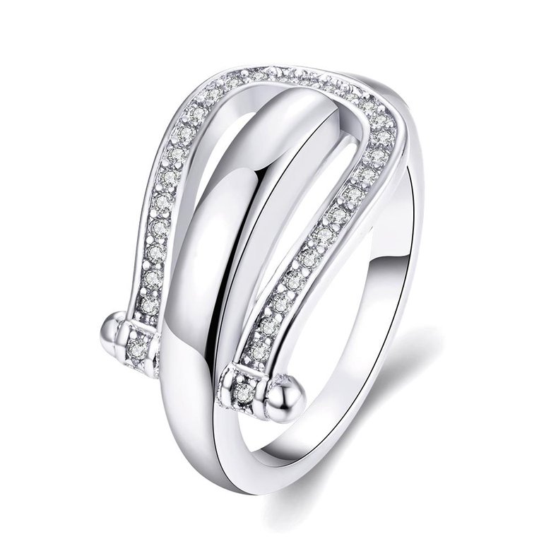 Wholesale Trendy Platinum Geometric White CZ Ring TGGPR1279