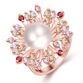 Wholesale Classic Rose Gold Plant Multicolor CZ Ring TGGPR1298
