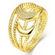 Wholesale Classic 24K Gold Moon White CZ Ring Fine Jewelry Wedding Anniversary Party  Gift TGGPR209