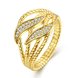 Wholesale Trendy 24K Gold Plant White CZ Ring Fine Jewelry Wedding Anniversary Party  Gift TGGPR223