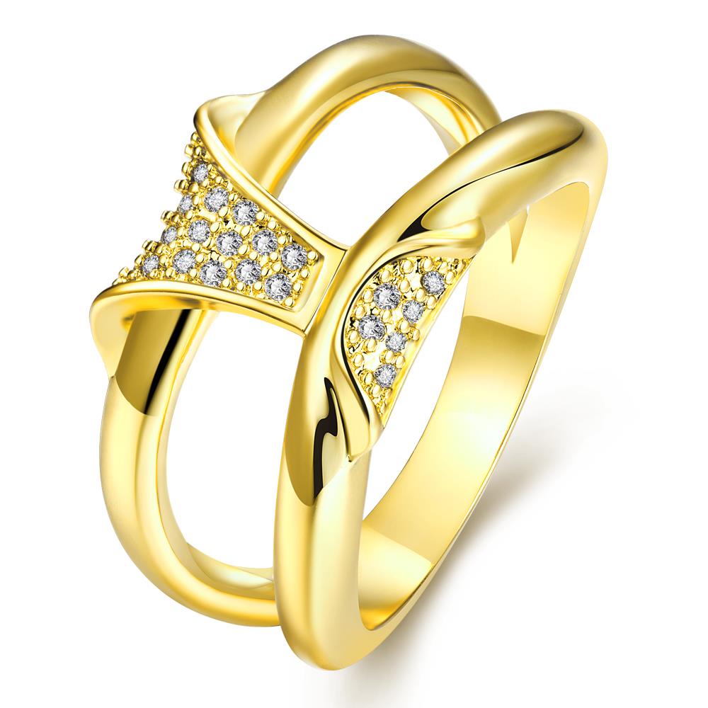 Wholesale Neg design fashion jewelry Classic 24K Gold Geometric White CZ Ring TGGPR237