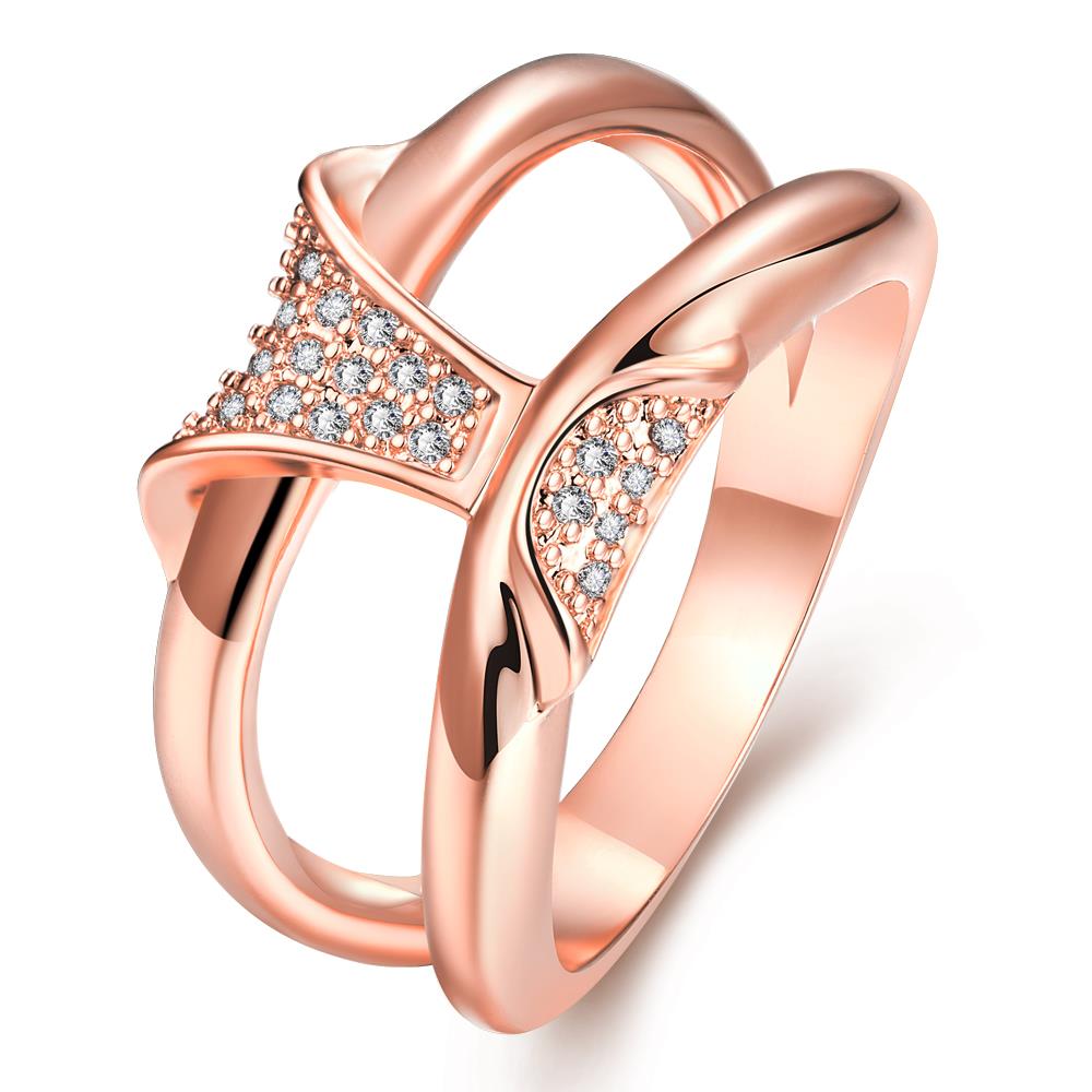 Wholesale Neg design fashion jewelry Classic rose Gold Geometric White CZ Ring TGGPR244