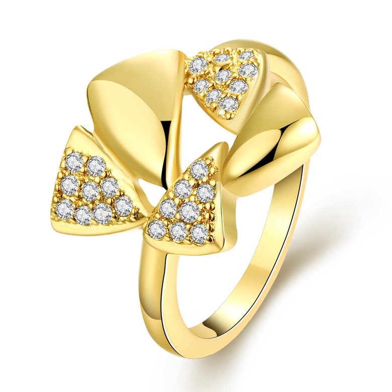 Wholesale Hot sale jewelry from China Trendy 24K Gold Heart White CZ Ring  TGGPR278