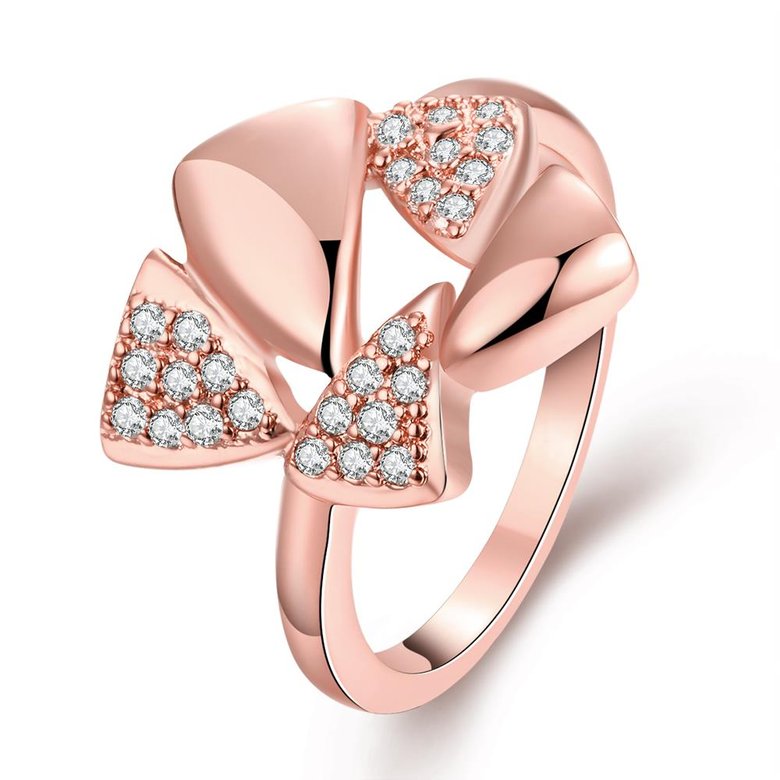 Wholesale Romantic Rose Gold Geometric White CZ Ring Fine Jewelry Wedding Anniversary Party  Gift TGGPR285
