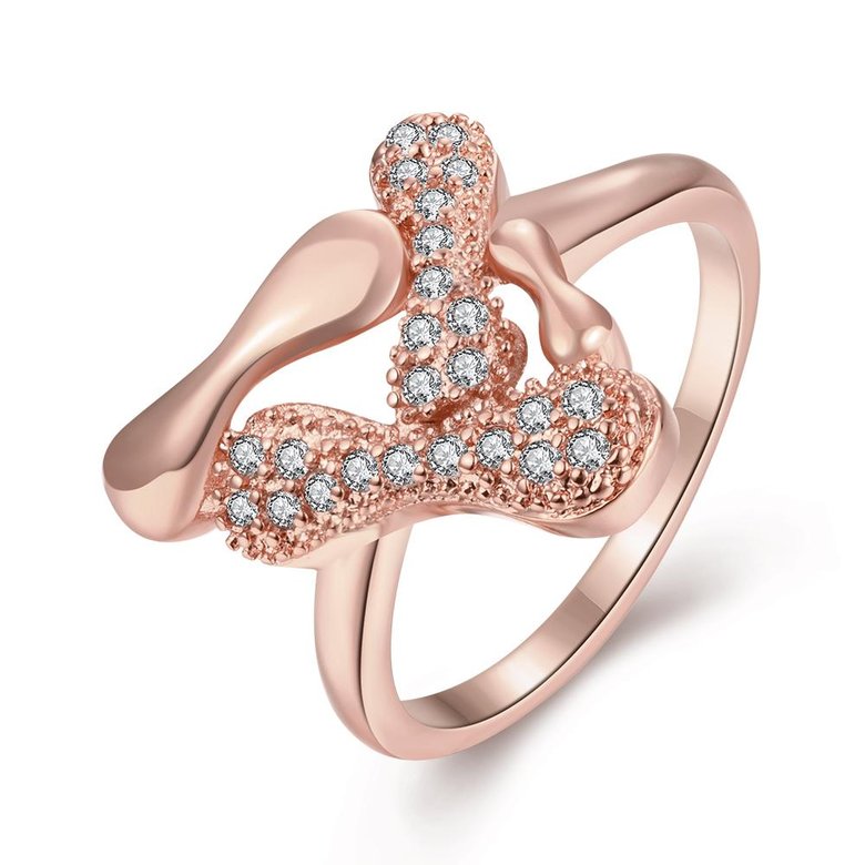 Wholesale Trendy Rose Gold Animal White CZ Ring  Fine Jewelry Wedding Anniversary Party  Gift TGGPR298