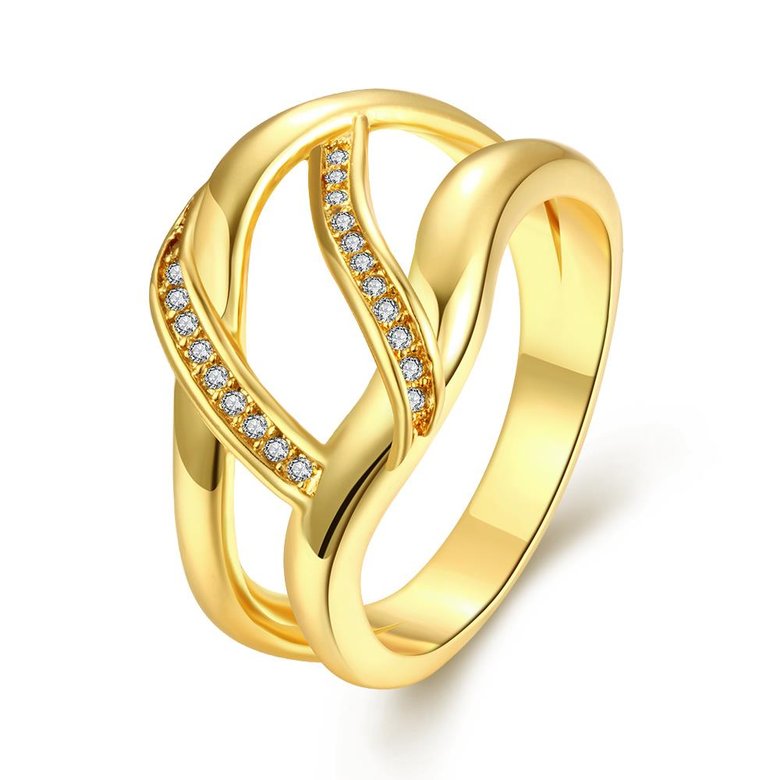 Wholesale Luxury Design  24K Gold Geometric White CZ Ring Classic wedding jewelry TGGPR321