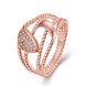 Wholesale Romantic Rose Gold Plant White CZ Ring TGGPR384