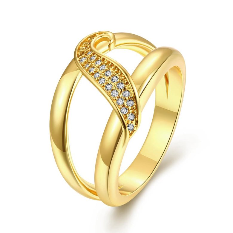 Wholesale Classic Trendy Design 24K gold Geometric White CZ Ring  Vintage Bridal ring Engagement ring jewelry TGGPR390