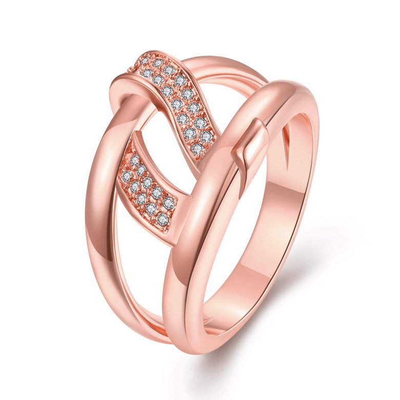 Wholesale Bohemia Rose Gold Geometric White CZ Ring TGGPR406