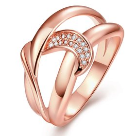 Wholesale Classic Rose Gold Geometric White CZ Ring TGGPR418