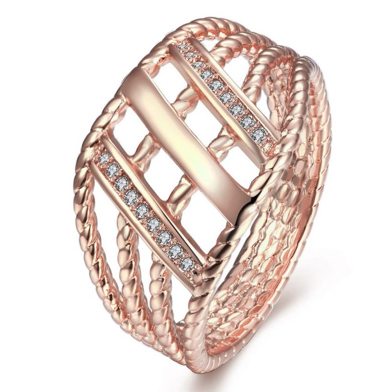 Wholesale Classic Rose Gold Geometric White CZ Ring TGGPR430