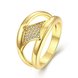 Wholesale Trendy 24K Gold Geometric White CZ Ring TGGPR436
