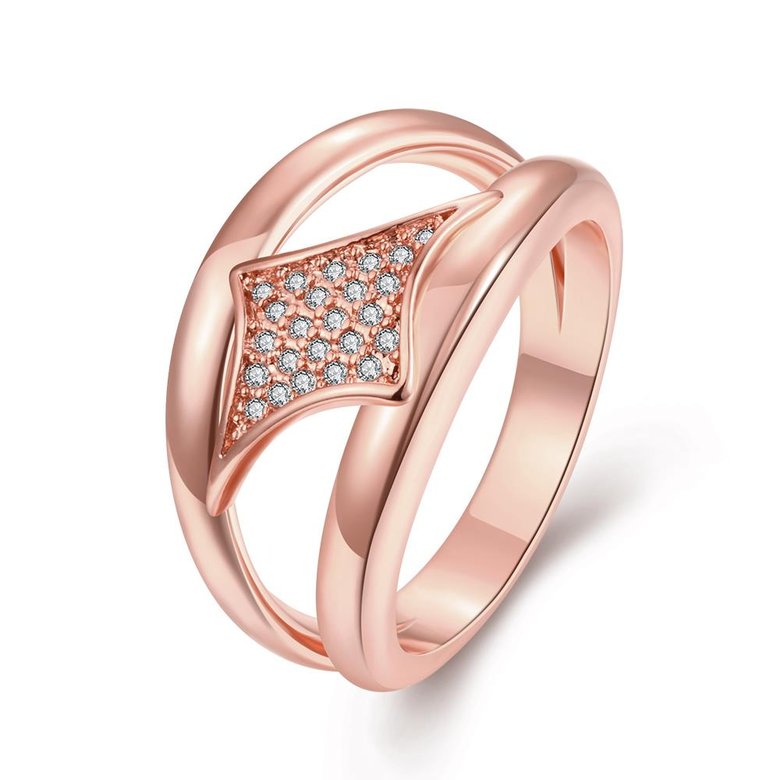 Wholesale Trendy Rose Gold Geometric White CZ Ring TGGPR442