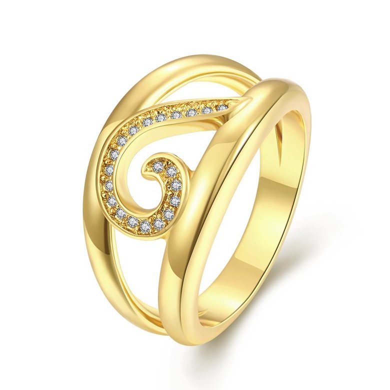 Wholesale Trendy 24K Gold Geometric White CZ Ring TGGPR448