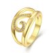 Wholesale Trendy 24K Gold Geometric White CZ Ring TGGPR448
