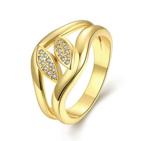 Wholesale Romantic 24K Gold Plant White CZ Ring TGGPR476