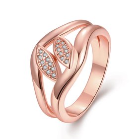 Wholesale Romantic Rose Gold Plant White CZ Ring TGGPR483