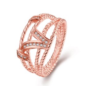 Wholesale Bohemia Rose Gold Geometric White CZ Ring TGGPR569