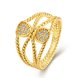 Wholesale Trendy 24K Gold Geometric White CZ Ring TGGPR573