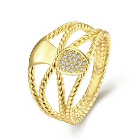 Wholesale Romantic 24K Gold Geometric White CZ Ring TGGPR584