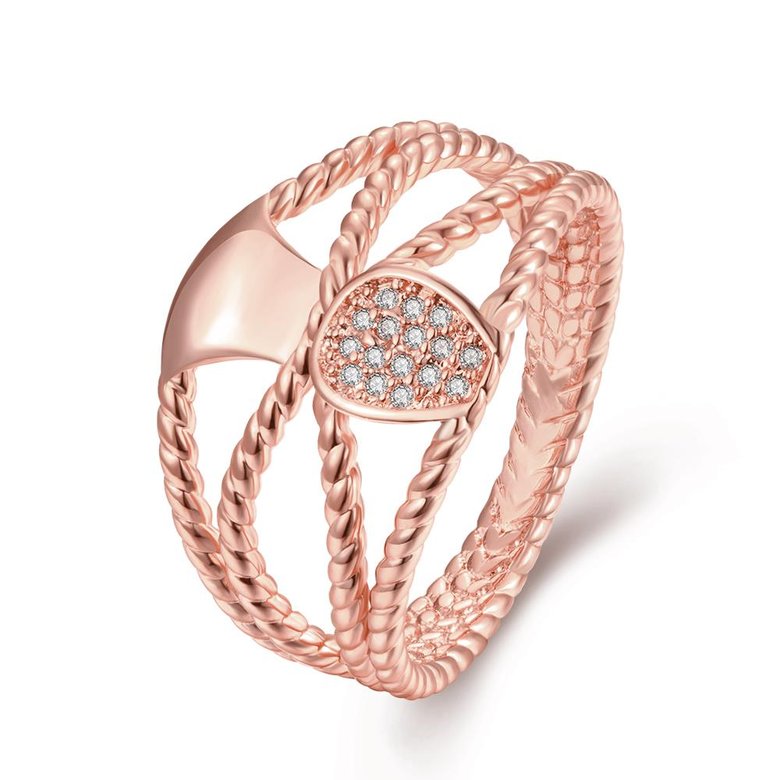 Wholesale Romantic Rose Gold Geometric White CZ Ring TGGPR590