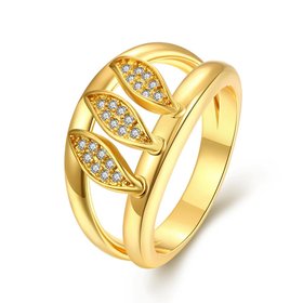 Wholesale Romantic 24K Gold Geometric White CZ Ring TGGPR596