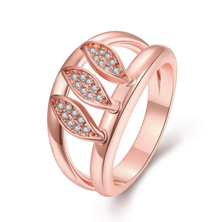 Wholesale Romantic Rose Gold Geometric White CZ Ring TGGPR602