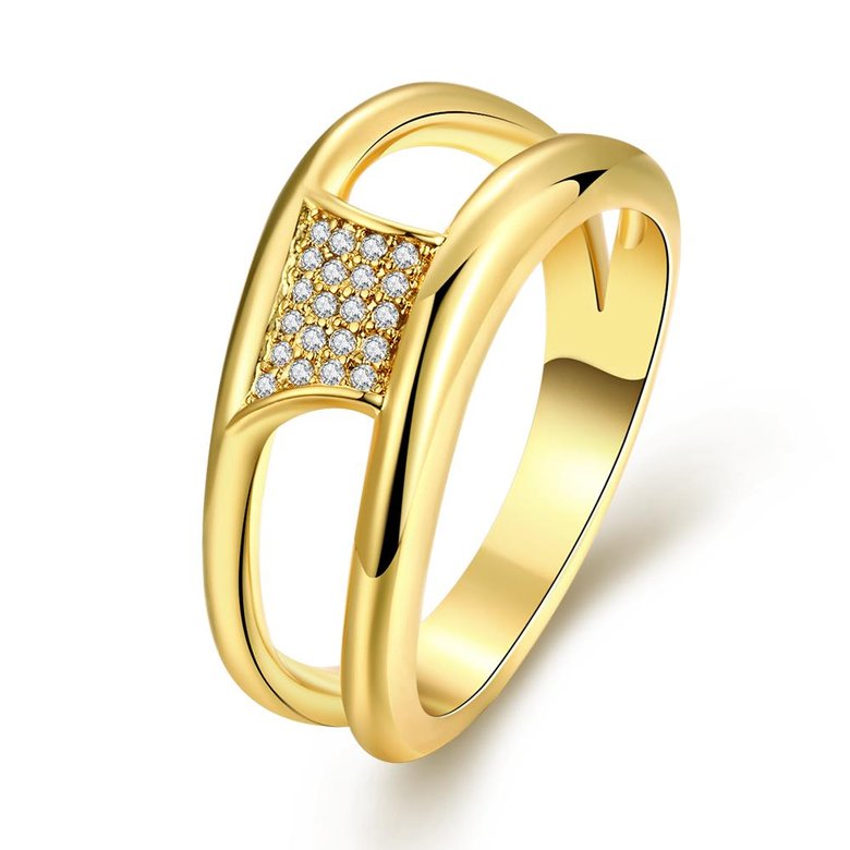 Wholesale Classic 24K Gold Geometric White CZ Ring TGGPR607