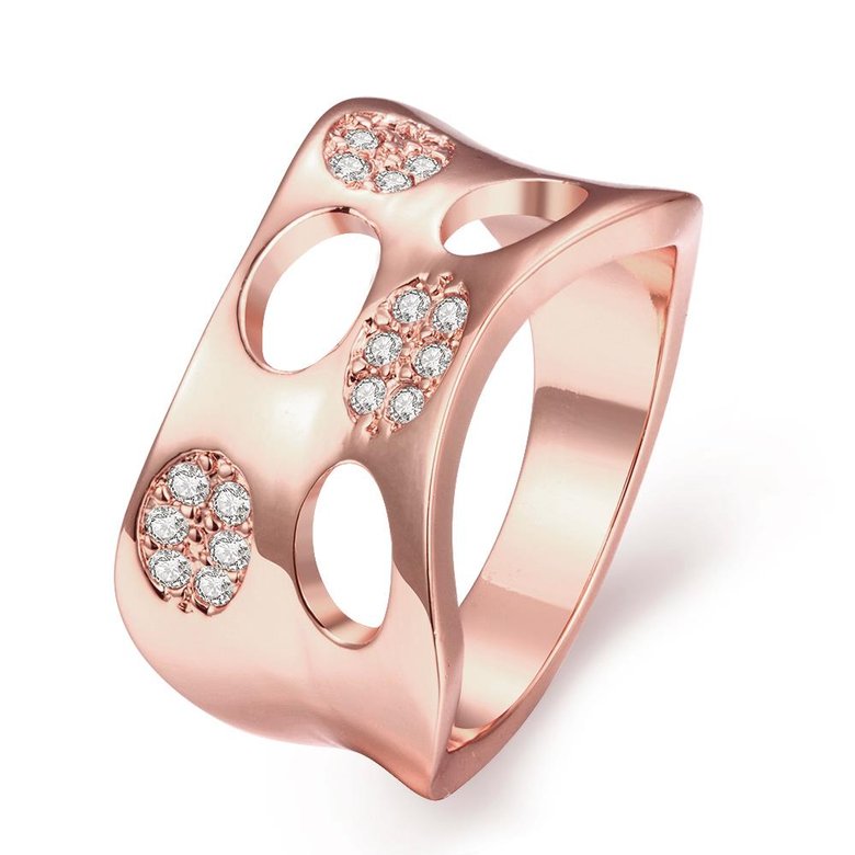 Wholesale Classic Rose Gold Round White CZ Ring TGGPR621