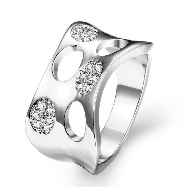 Wholesale Classic Platinum Round White CZ Ring TGGPR626