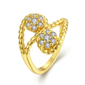 Wholesale Romantic 24K Gold Plant White CZ Ring TGGPR660