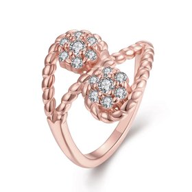 Wholesale Romantic Rose Gold Plant White CZ Ring TGGPR665